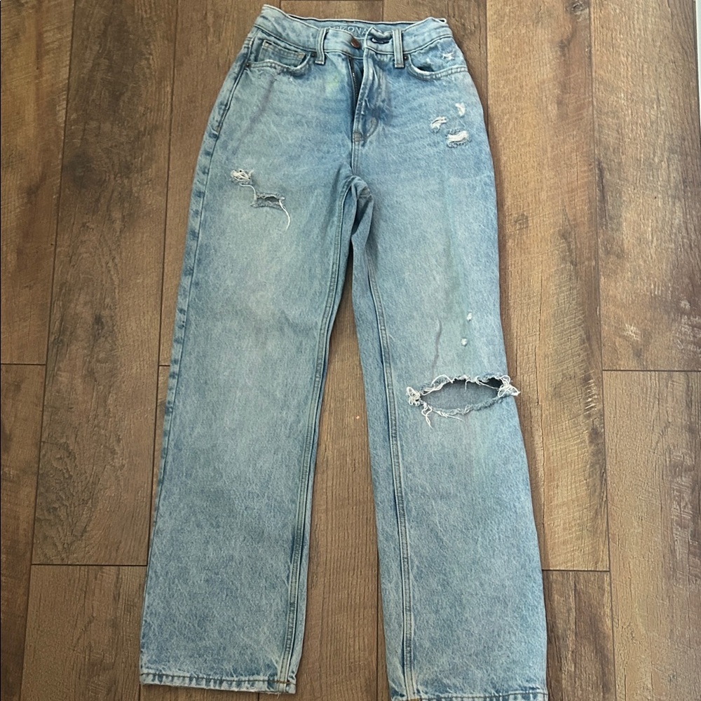 Arizona Jean Company High Rise Light Blue Distressed Jeans
